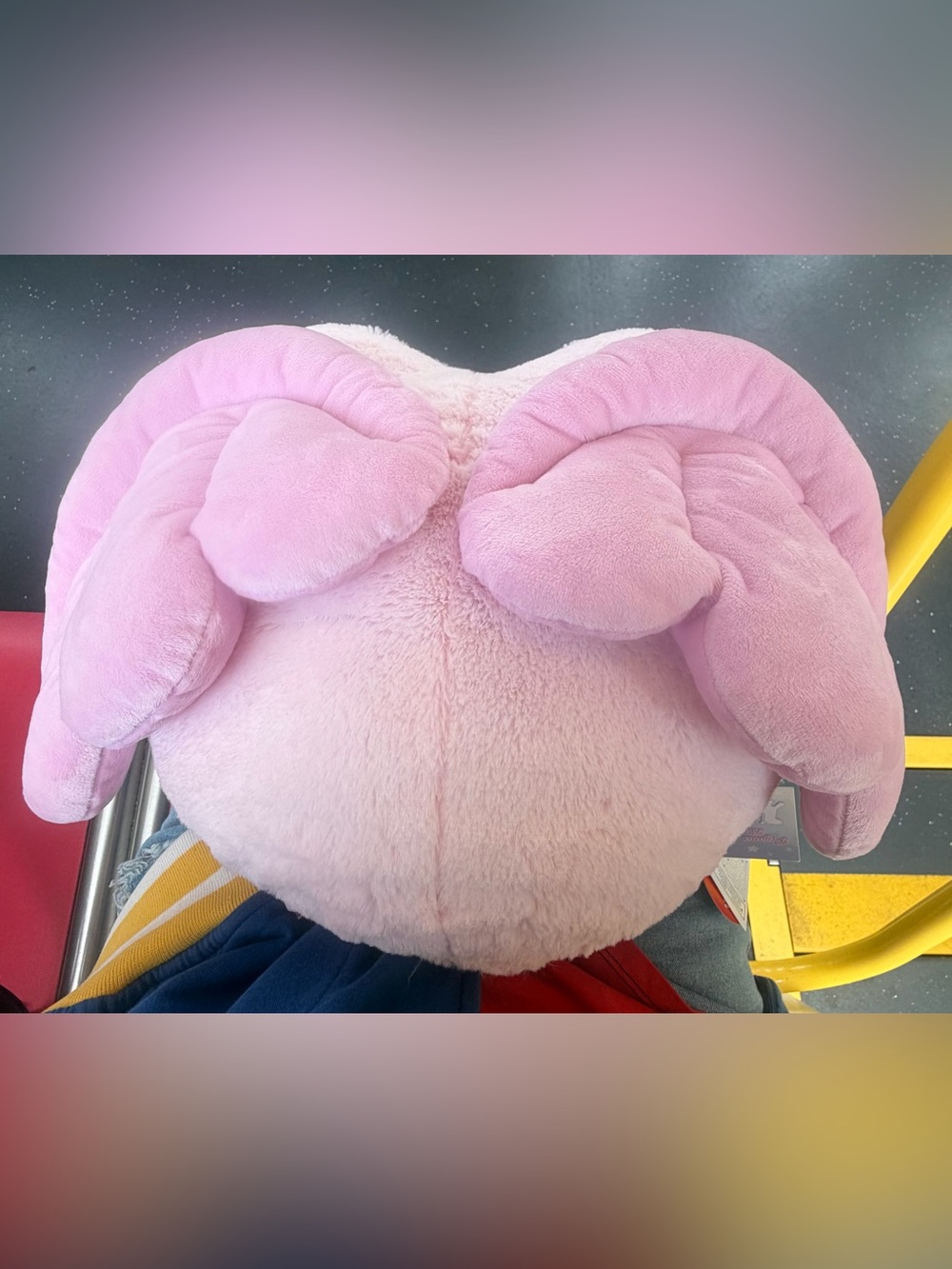 Plush Pink Round backpack with wings Ear Accents